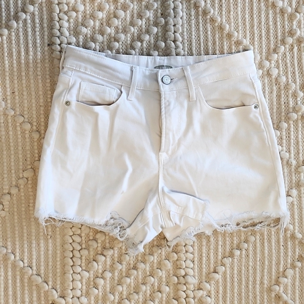 White High Rise Denim Cut-Off Shorts
